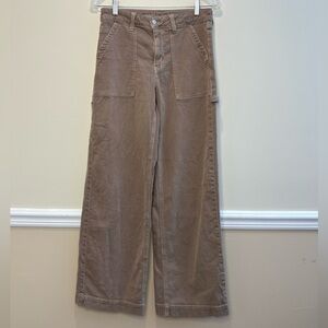 American Eagle Outfitters Light Brown super high rise ultra wide leg